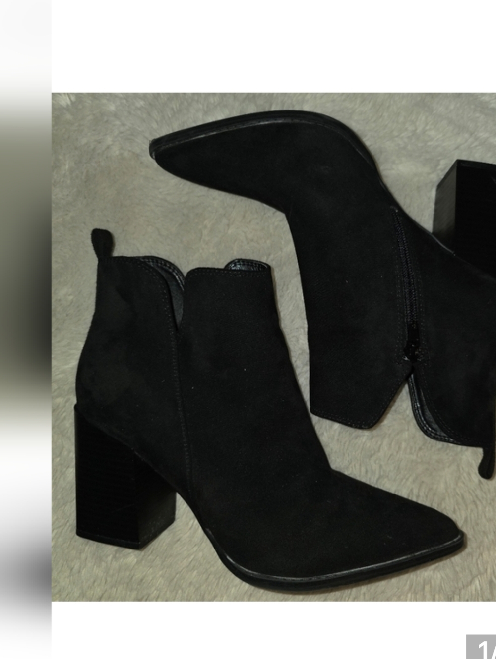 Nine West Black Suede Healed Side Zip Booties Size 9